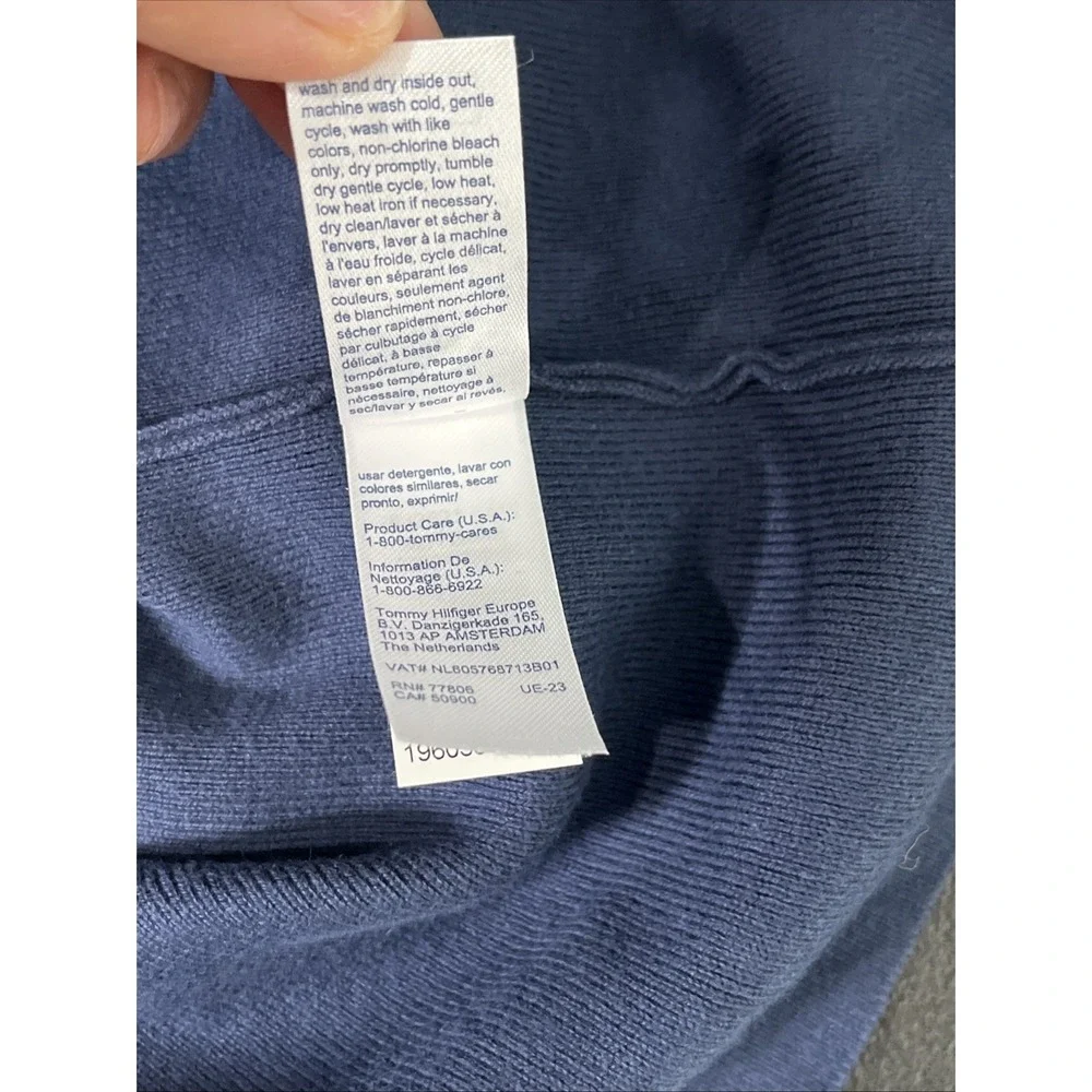 Tommy Jeans Skirt Womens XL Navy Blue Knit Pencil Midi Back Slit Cotton Heritage